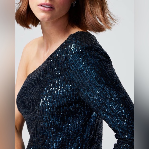 White House Black Market sequin one shoulder top (women’s XL) (NWOT) - Picture 3 of 8